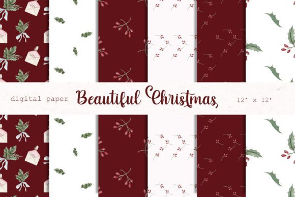 Beautiful Christmas – Watercolor Seamles for Illustrations