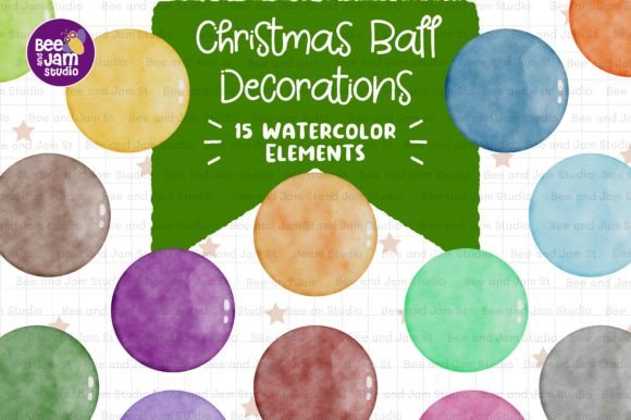 Christmas Ball Watercolor PNG Illustrations