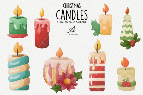 Christmas Candles Illustrations for Branding and Marketing