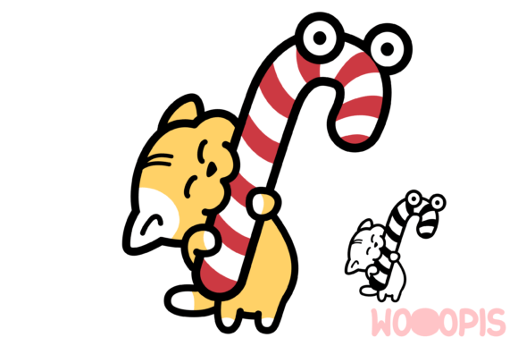 Christmas Candy Cat Illustrations for Local Business Branding