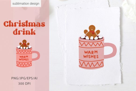Christmas Hot Drink Mug PNG Sublimation Illustration