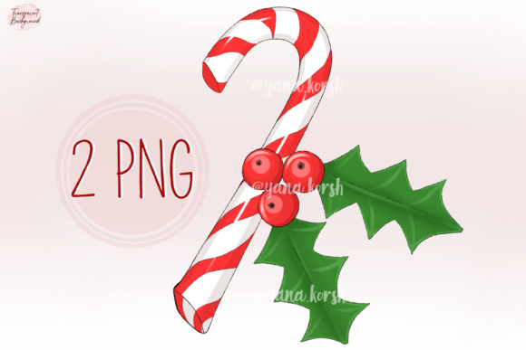 Christmas Mistletoe Png, Candy Cane Png Illustrations