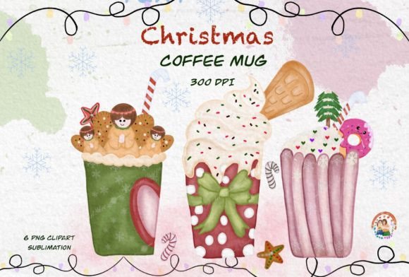 Christmas Mug Watercolor Illustration for Design Projects
