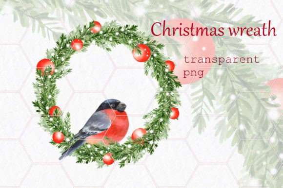 Christmas Wreath with Bullfinch Illustration Review