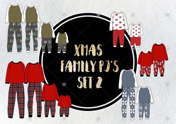 Family Clipart Christmas Pyjamas Set 2 Illustrations Review