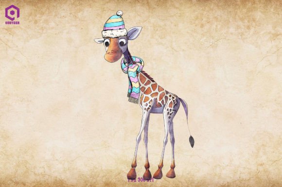 Giraffe Cozy Christmas Illustration Review