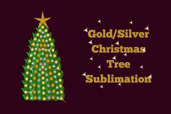 Gold Silver Christmas Tree Sublimation for Modern Illustrations