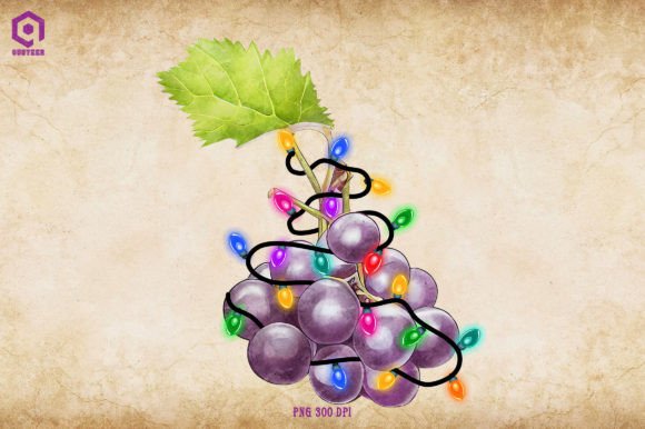 Grape Christmas Tree Lights Illustration for Branding
