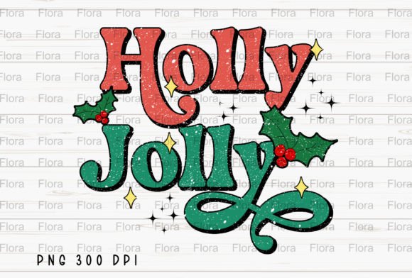 Holly Jolly Merry Christmas Retro PNG in Illustrations