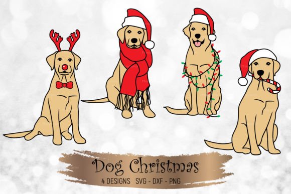 Labrador Retriever Dog Christmas Costume Illustrations