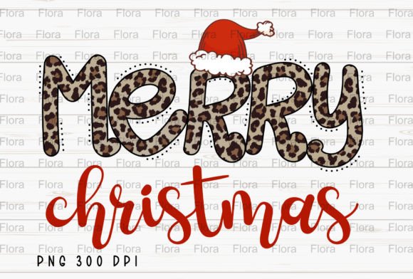 Merry Christmas Leopard Santa Hat PNG Illustrations
