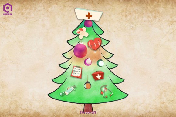 Nurse Christmas Tree Lights: Premium Illustrations for Holiday Content