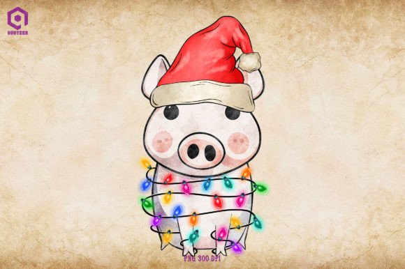 Pig Christmas Tree Lights Illustrations Review