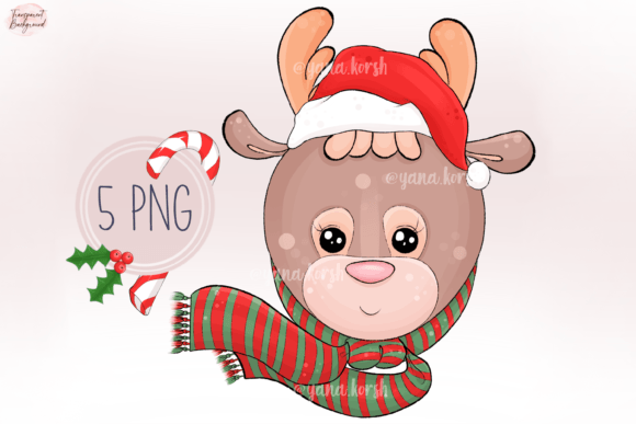 Reindeer Clipart, Christmas Clipart for Website and Editorial Design