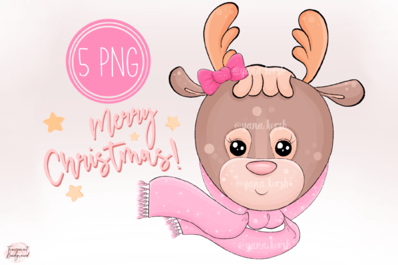 Reindeer Clipart, Merry Christmas Png for Branding and Marketing
