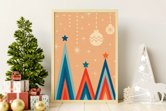 Retro Greeting Card Merry Christmas Illustrations
