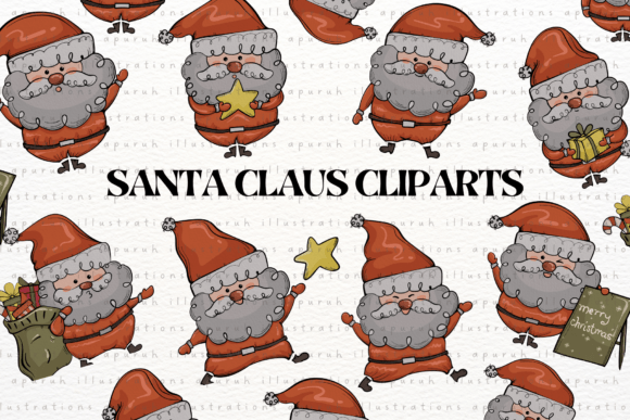 Santa Claus for Christmas Season Clipart Illustrations