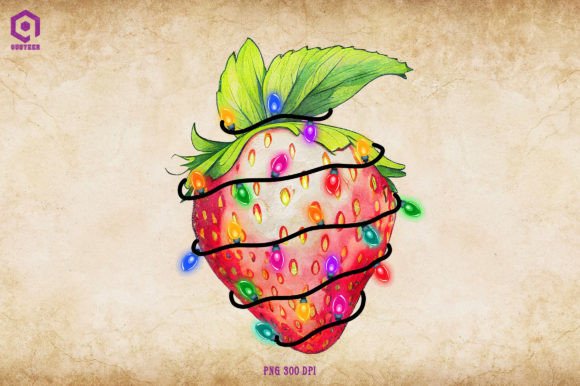 Strawberry Christmas Tree Lights Illustrations