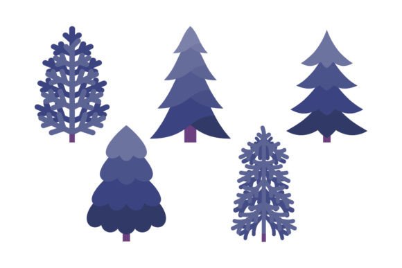 Tree Winter Christmas Set Illustrations for Crafting