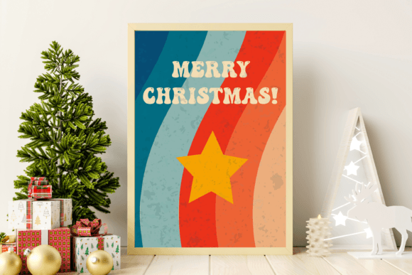 Vintage Retro Christmas Greeting Card Illustration