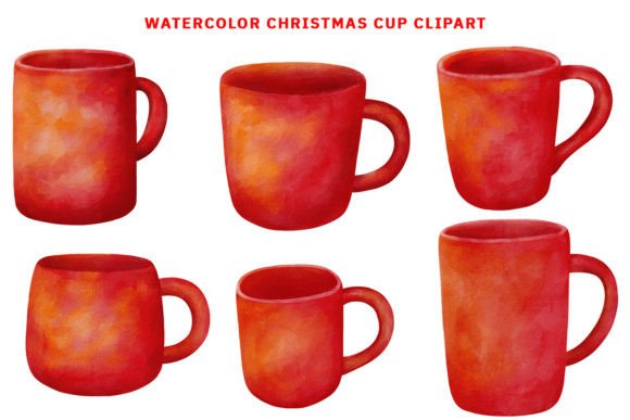 Watercolor Christmas Cup Clipart for Branding and Marketing