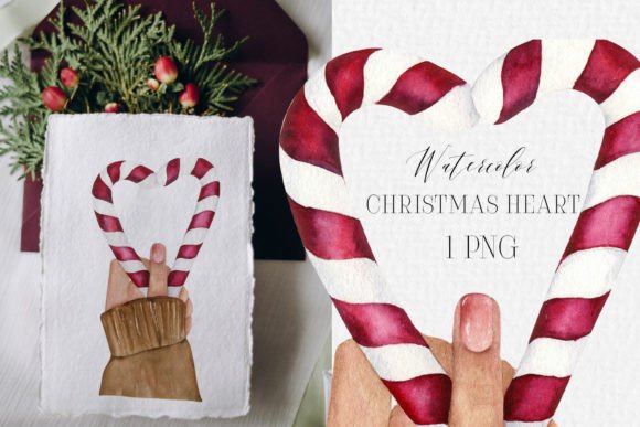 Watercolor Christmas Heart Illustration for Editorial Use